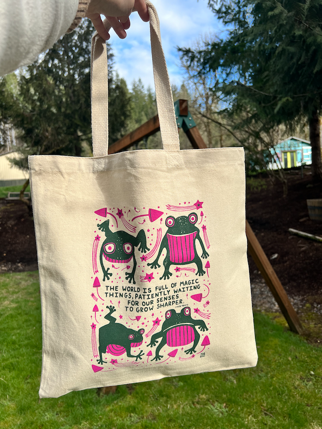 Frogs and Mushrooms – Tote Bag – The World Full Of Magic Things