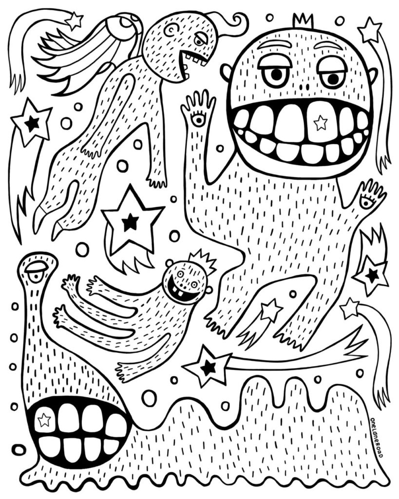 Monsters coloring page - FREE
